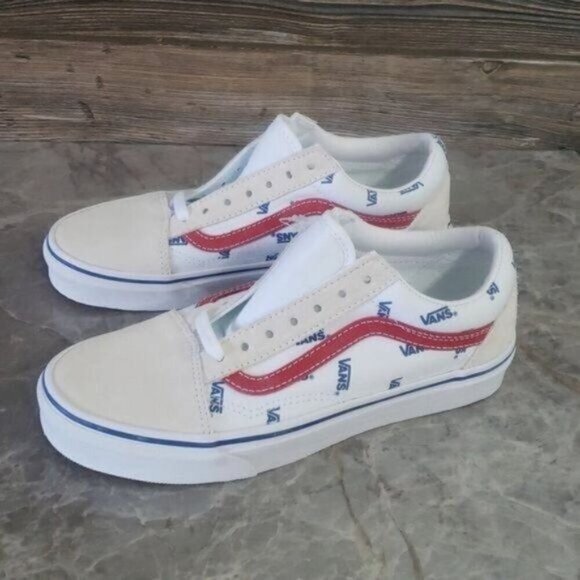 New Vans Old Skool Womens White Sneakers Size 7 Logo Skater Casual Streetwear - Picture 7 of 10